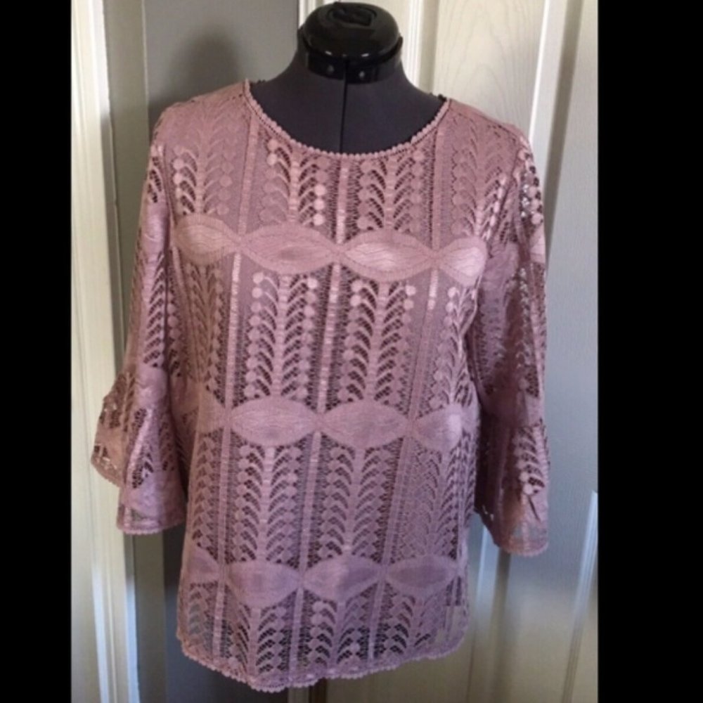 Claudete Bell Sleeve Lace Blouse Napean Sea Rd Pink - SP